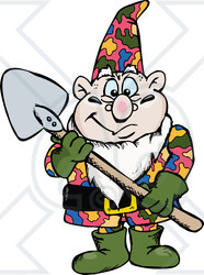 Clipart Illustration of a Chubby Garden Gnome Holding A Shovel ...