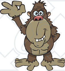 Royalty-free (RF) Clipart Illustration of a Happy Ape Gesturing The A Ok Sign