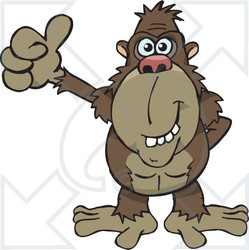 Royalty-free (RF) Clipart Illustration of a Happy Ape Gesuring With A Thumbs Up