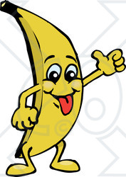 Royalty-Free (RF) Clipart Illustration of a Goofy Banana Guy Giving The Thumbs Up