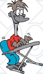 Royalty-Free (RF) Clipart Illustration of a Musical Emu Playing A Keyboard