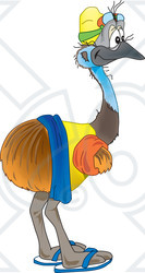 Royalty-Free (RF) Clipart Illustration of a Happy Emu Wearing Clothes