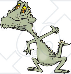 Royalty-Free (RF) Clipart Illustration of a Spiked Lizard Giving The Thumbs Up