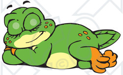 Royalty-Free (RF) Clipart Illustration of a Sleeping Green Pollywog Character