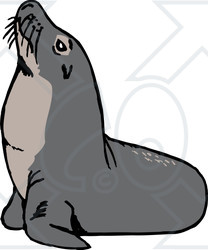 Royalty-Free (RF) Clipart Illustration of a Gray Sea Lion Basking In ...