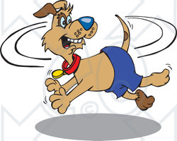 Royalty-Free (RF) Clipart Illustration of a Patch Dog Chasing His Own Tail