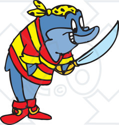 Royalty-Free (RF) Clipart Illustration of a Dolphin Pirate Holding A Sword