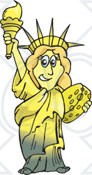 Royalty-Free (RF) Clipart Illustration of The Statue Of Liberty Holding Cheese