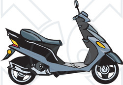 Royalty-Free (RF) Clipart Illustration of a Profiled Gray Moped