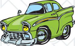 Royalty-Free (RF) Clipart Illustration of a Green Hot Rod Car